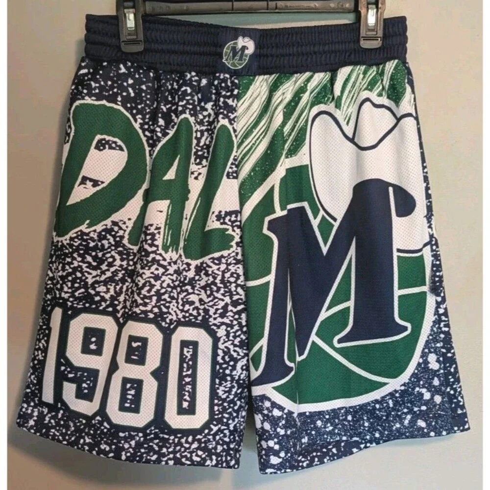 Mitchell & Ness Dallas Mavericks Blue Throwback Jumbotron Jersey Shorts Men’s M